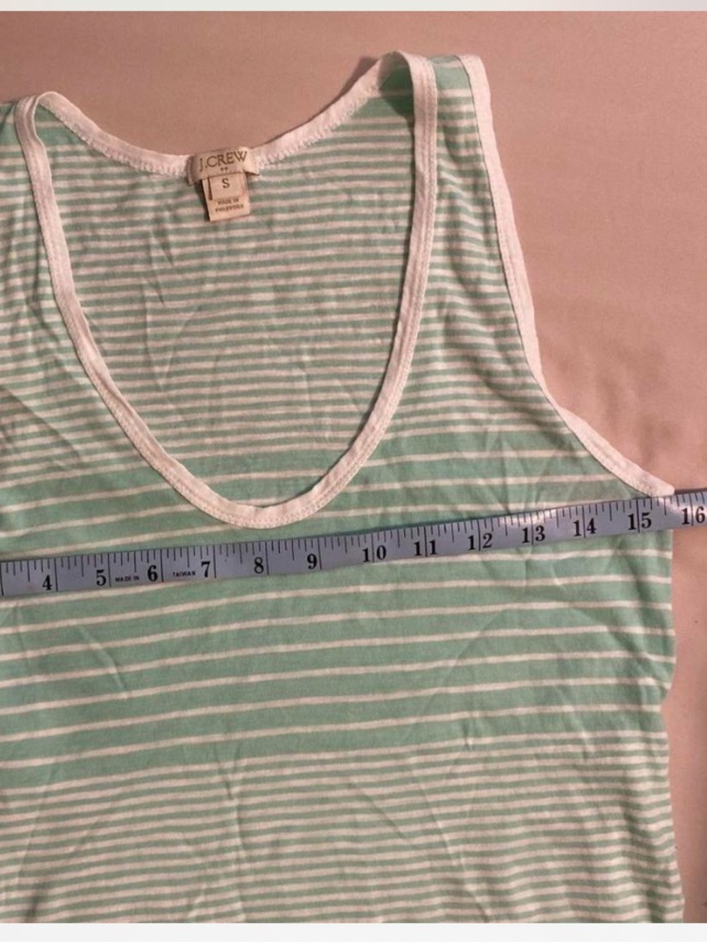 J. Crew Mint and White Striped Tank Top Sz S